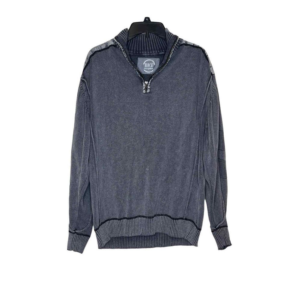 BKE Men's Sweater Athletic Fit 100% Cotton Beach Look Jumper Pullover‎ Gray XL